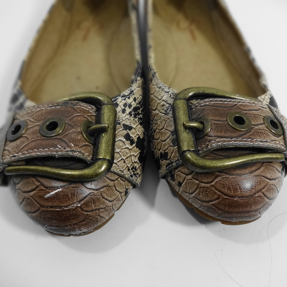 JESSICA SIMPSON Brown Buckled Flat Shoes Size 9 - Picture 3 of 8